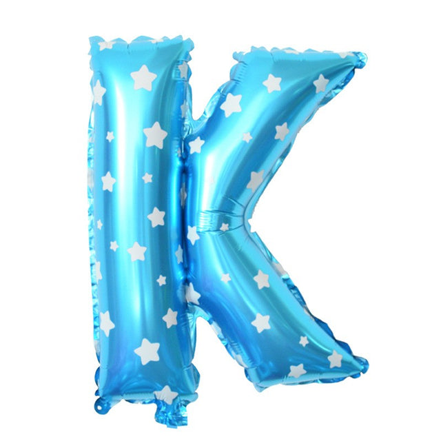 Balon Folie Metalizata Litera K, 40 Cm, Cu Imprimeu Stelute, Umflati Cu Heliu Sau Aer, Ambalaj Individual, Pai Inclus - vivimall.ro