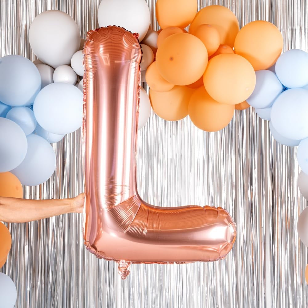 Balon Folie Metalizata Litera L, 100 Cm, Umflati Cu Heliu Sau Aer, Ambalaj Individual, Pai Inclus, Rose Gold - vivimall.ro