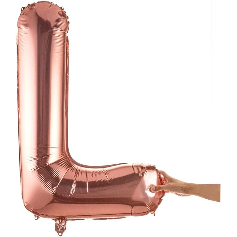 Balon Folie Metalizata Litera L, 100 Cm, Umflati Cu Heliu Sau Aer, Ambalaj Individual, Pai Inclus, Rose Gold - vivimall.ro