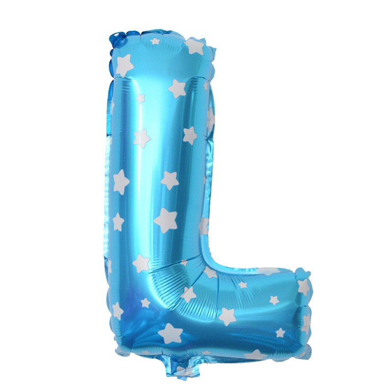 Balon Folie Metalizata Litera L, 40 Cm, Cu Imprimeu Stelute, Umflati Cu Heliu Sau Aer, Ambalaj Individual, Pai Inclus - vivimall.ro