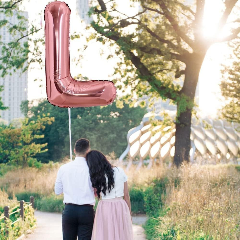 Balon Folie Metalizata Litera L, 80 Cm, Umflati Cu Heliu Sau Aer, Ambalaj Individual, Pai Inclus, Rose Gold - vivimall.ro