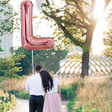 Balon Folie Metalizata Litera L, Flippy, 80 cm, Umflati cu Heliu sau Aer, Ambalaj Individual, Pai inclus, Rose Gold