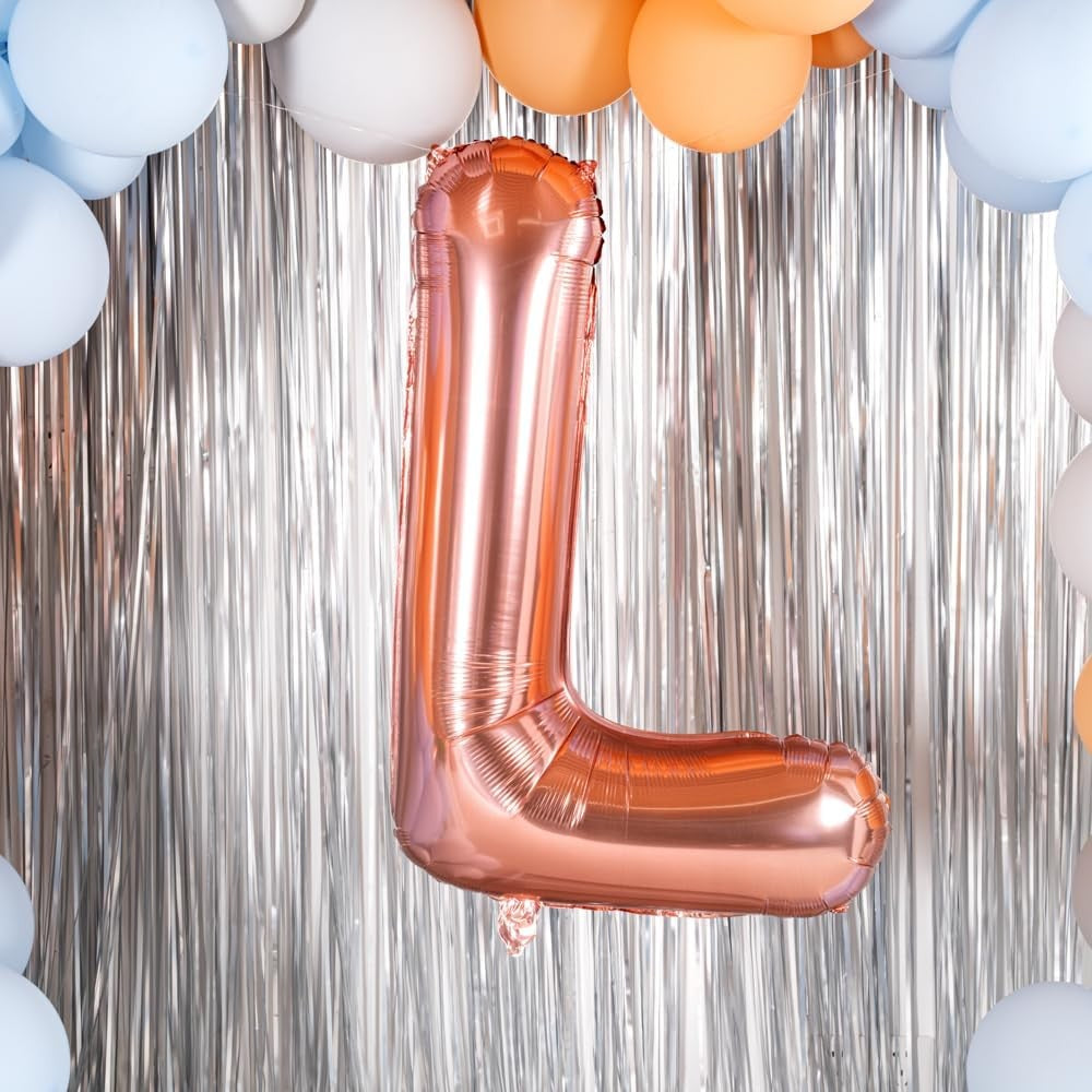 Balon Folie Metalizata Litera L, 80 Cm, Umflati Cu Heliu Sau Aer, Ambalaj Individual, Pai Inclus, Rose Gold - vivimall.ro
