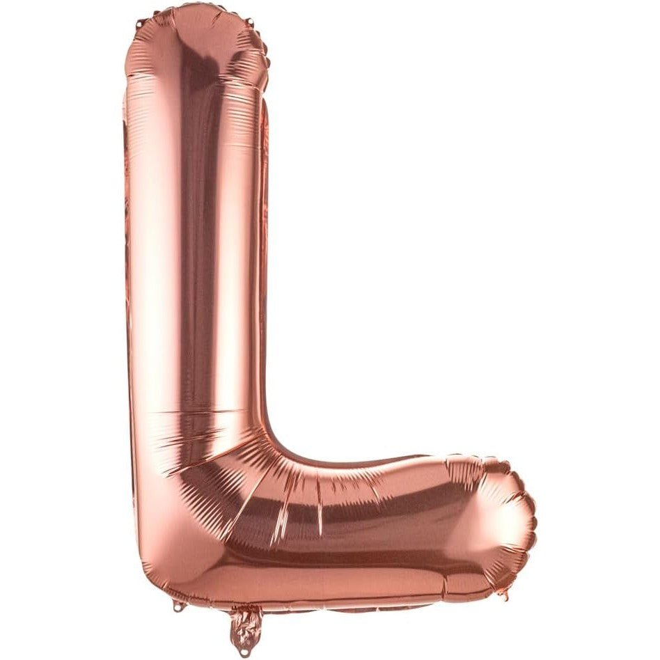 Balon Folie Metalizata Litera L, 80 Cm, Umflati Cu Heliu Sau Aer, Ambalaj Individual, Pai Inclus, Rose Gold - vivimall.ro