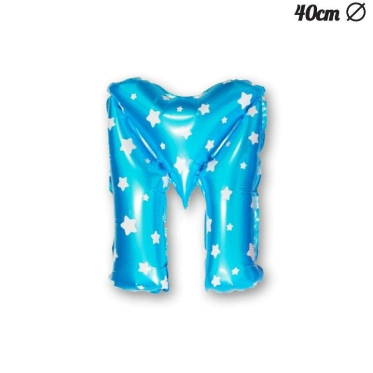 Balon Folie Metalizata Litera M, 40 Cm, Cu Imprimeu Stelute, Umflati Cu Heliu Sau Aer, Ambalaj Individual, Pai Inclus - vivimall.ro