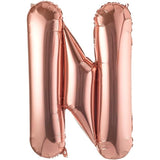 Balon Folie Metalizata Litera N, Vivimall, 100 cm, Umflati cu Heliu sau Aer, Ambalaj Individual, Pai inclus, Rose Gold - vivimall.ro