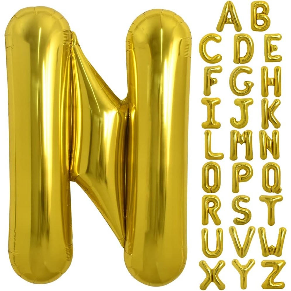 Balon Folie Metalizata Litera N, 80 Cm, Umflati Cu Heliu Sau Aer, Ambalaj Individual, Pai Inclus - vivimall.ro