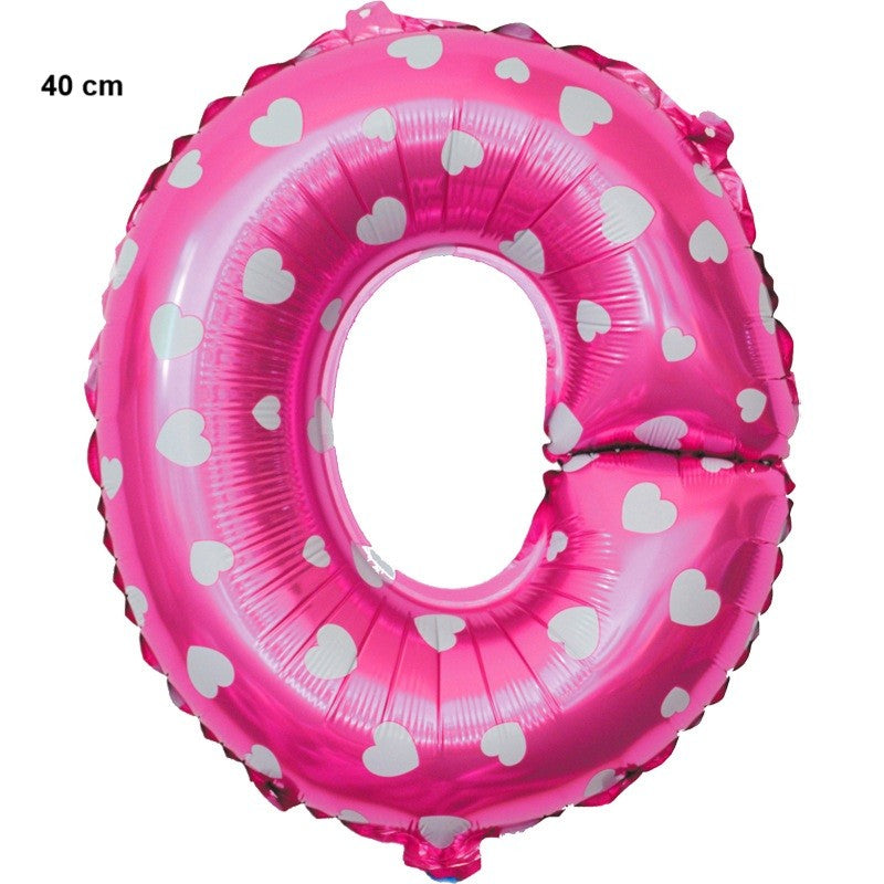 Balon Folie Metalizata Litera O, 40 Cm, Cu Imprimeu Inimioare, Umflati Cu Heliu Sau Aer, Ambalaj Individual, Pai Inclus - vivimall.ro