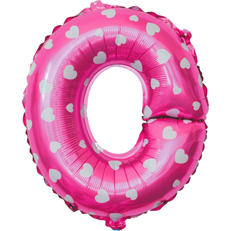 Balon Folie Metalizata Litera O, 40 Cm, Cu Imprimeu Inimioare, Umflati Cu Heliu Sau Aer, Ambalaj Individual, Pai Inclus - vivimall.ro