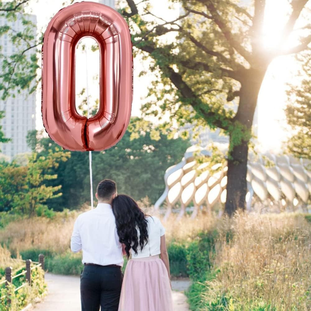 Balon Folie Metalizata Litera O, Vivimall, 80 cm, Umflati cu Heliu sau Aer, Ambalaj Individual, Pai inclus, Rose Gold - vivimall.ro