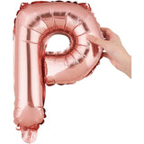 Balon Folie Metalizata Litera P, Vivimall, 40 cm, Umflati cu Heliu sau Aer, Ambalaj Individual, Pai inclus, Rose Gold - vivimall.ro