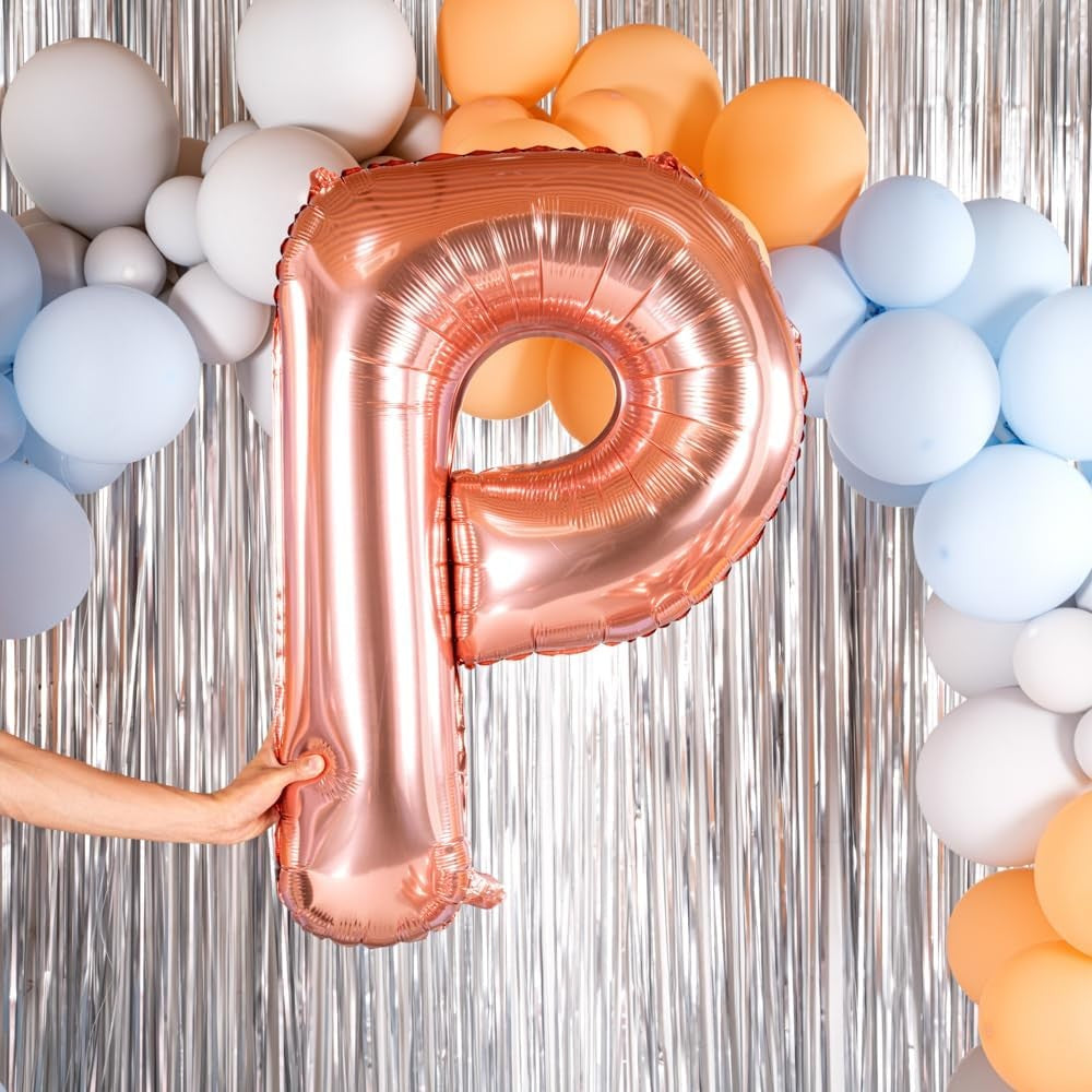 Balon Folie Metalizata Litera P, 80 Cm, Umflati Cu Heliu Sau Aer, Ambalaj Individual, Pai Inclus, Rose Gold - vivimall.ro