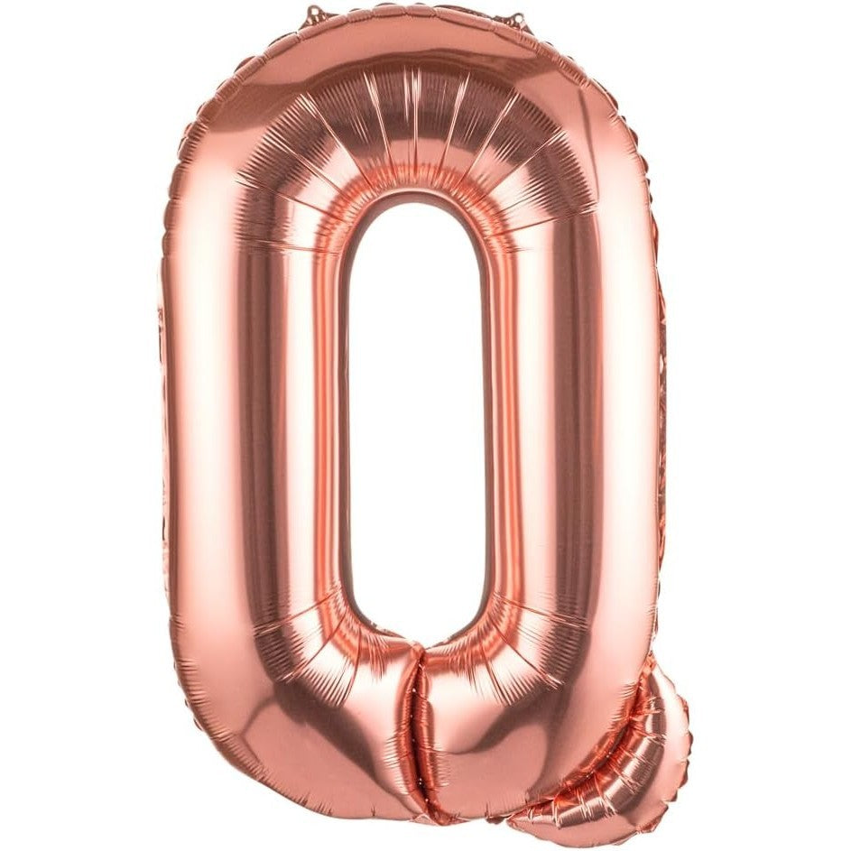 Balon Folie Metalizata Litera Q, 100 Cm, Umflati Cu Heliu Sau Aer, Ambalaj Individual, Pai Inclus, Rose Gold - vivimall.ro