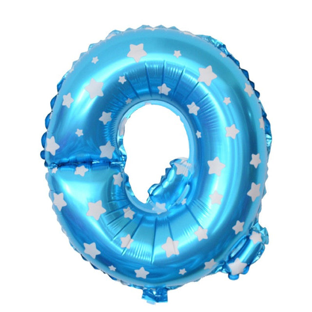 Balon Folie Metalizata Litera Q, Vivimall, 40 cm, Cu Imprimeu Stelute, Umflati cu Heliu sau Aer, Ambalaj Individual, Pai inclus, Albastru - vivimall.ro