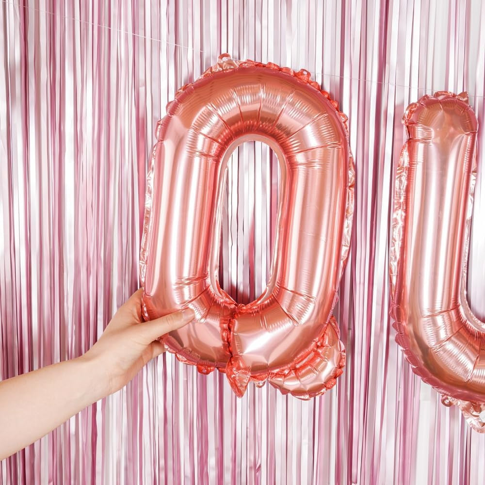 Balon Folie Metalizata Litera Q, 40 Cm, Umflati Cu Heliu Sau Aer, Ambalaj Individual, Pai Inclus, Rose Gold - vivimall.ro