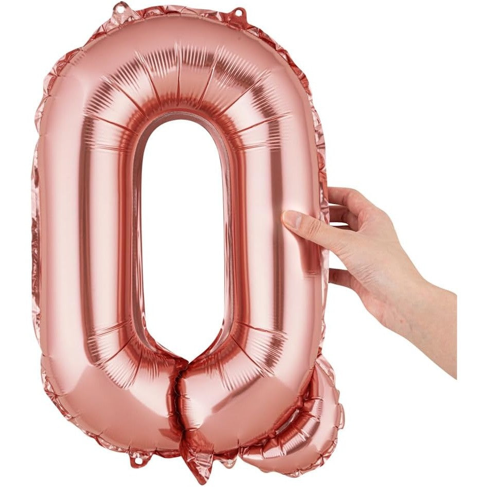 Balon Folie Metalizata Litera Q, 40 Cm, Umflati Cu Heliu Sau Aer, Ambalaj Individual, Pai Inclus, Rose Gold - vivimall.ro
