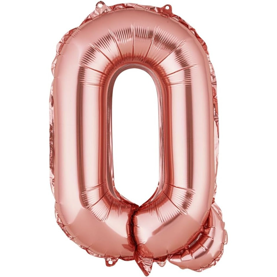 Balon Folie Metalizata Litera Q, 40 Cm, Umflati Cu Heliu Sau Aer, Ambalaj Individual, Pai Inclus, Rose Gold - vivimall.ro
