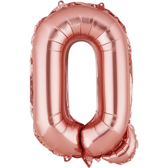 Balon Folie Metalizata Litera Q, 40 Cm, Umflati Cu Heliu Sau Aer, Ambalaj Individual, Pai Inclus, Rose Gold - vivimall.ro