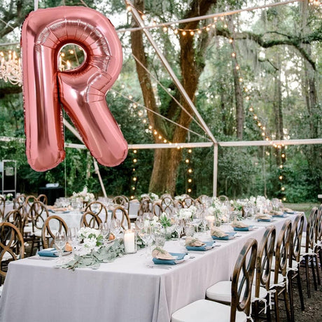 Balon Folie Metalizata Litera R, Vivimall, 80 cm, Umflati cu Heliu sau Aer, Ambalaj Individual, Pai inclus, Rose Gold - vivimall.ro