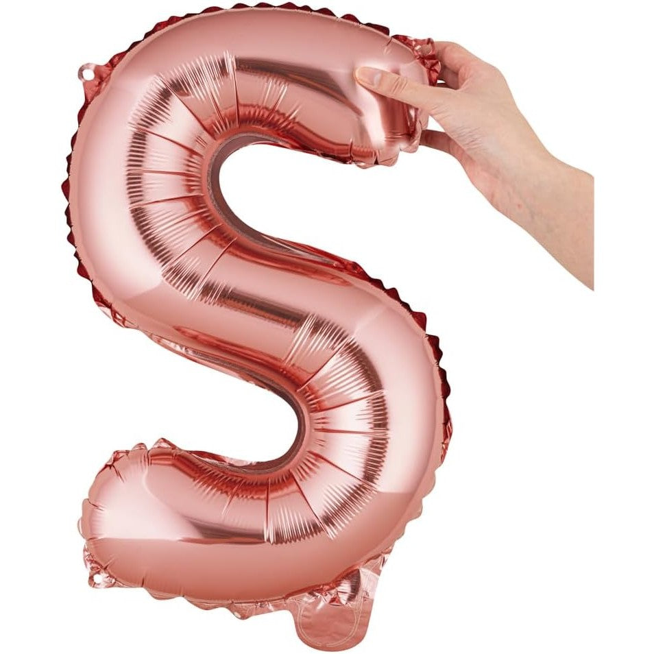 Balon Folie Metalizata Litera S, 40 Cm, Umflati Cu Heliu Sau Aer, Ambalaj Individual, Pai Inclus, Rose Gold - vivimall.ro