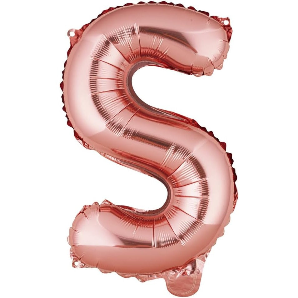 Balon Folie Metalizata Litera S, 40 Cm, Umflati Cu Heliu Sau Aer, Ambalaj Individual, Pai Inclus, Rose Gold - vivimall.ro