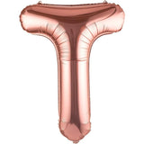 Balon Folie Metalizata Litera T, 100 Cm, Umflati Cu Heliu Sau Aer, Ambalaj Individual, Pai Inclus, Rose Gold - vivimall.ro
