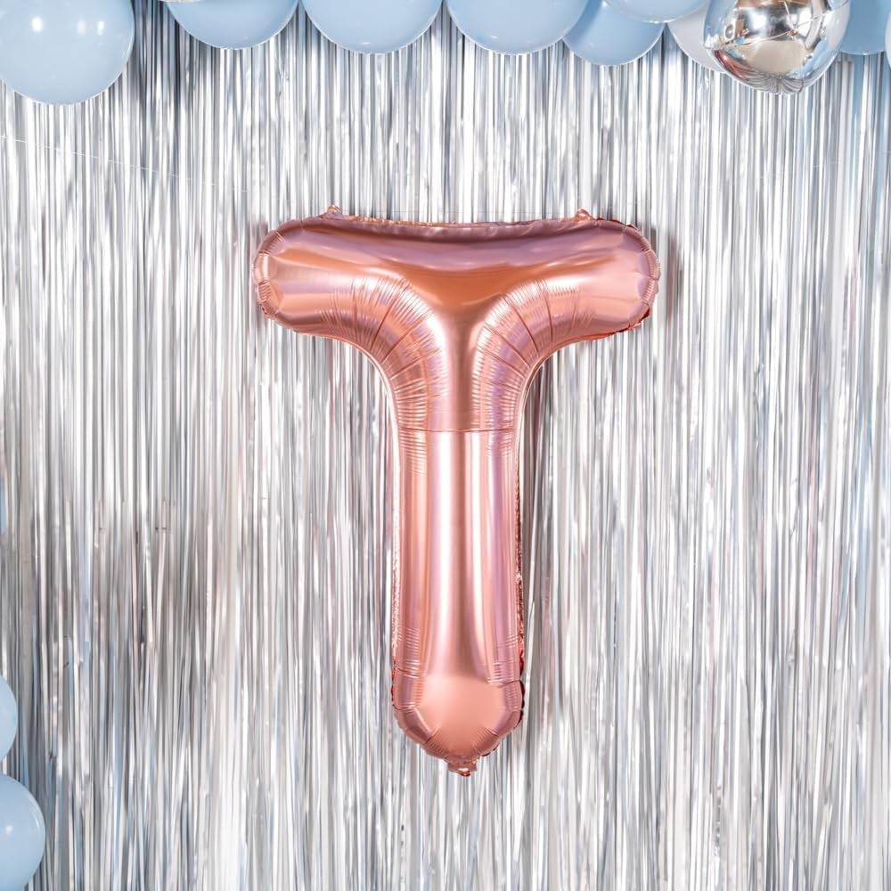Balon Folie Metalizata Litera T, 40 Cm, Umflati Cu Heliu Sau Aer, Ambalaj Individual, Pai Inclus, Rose Gold - vivimall.ro