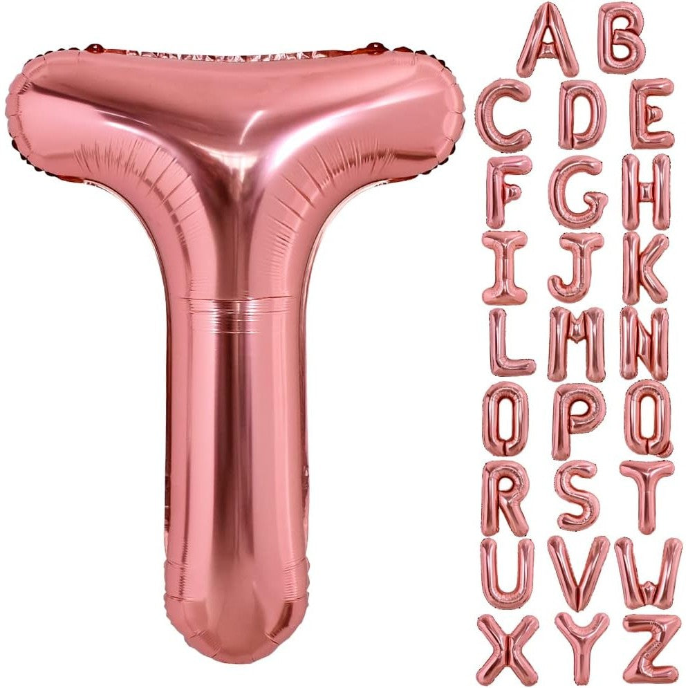 Balon Folie Metalizata Litera T, 40 Cm, Umflati Cu Heliu Sau Aer, Ambalaj Individual, Pai Inclus, Rose Gold - vivimall.ro