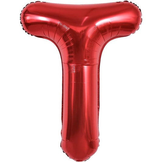 Balon Folie Metalizata Litera T, Vivimall, 40 cm, Umflati cu Heliu sau Aer, Ambalaj Individual, Pai inclus, Rosu - vivimall.ro