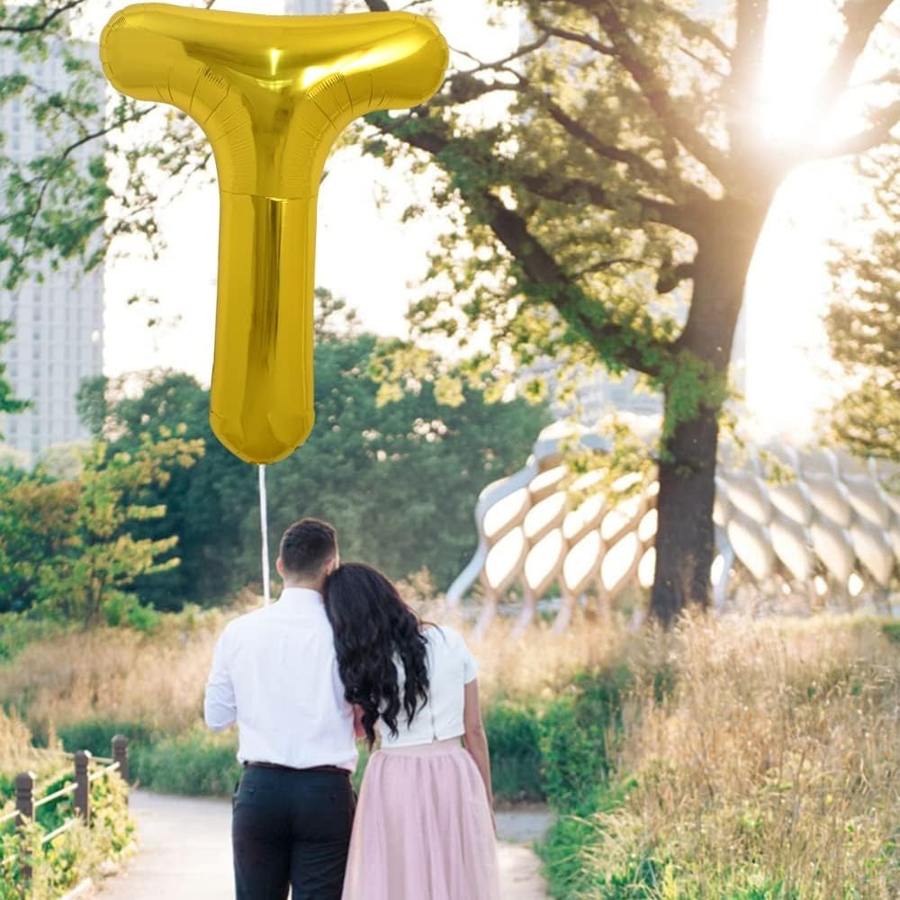 Balon Folie Metalizata Litera T, 80 Cm, Umflati Cu Heliu Sau Aer, Ambalaj Individual, Pai Inclus - vivimall.ro