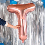 Balon Folie Metalizata Litera T, 80 Cm, Umflati Cu Heliu Sau Aer, Ambalaj Individual, Pai Inclus, Rose Gold - vivimall.ro