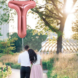 Balon Folie Metalizata Litera T, 80 Cm, Umflati Cu Heliu Sau Aer, Ambalaj Individual, Pai Inclus, Rose Gold - vivimall.ro