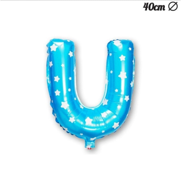 Balon Folie Metalizata Litera U, 40 Cm, Cu Imprimeu Stelute, Umflati Cu Heliu Sau Aer, Ambalaj Individual, Pai Inclus - vivimall.ro