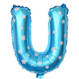 Balon Folie Metalizata Litera U, 40 Cm, Cu Imprimeu Stelute, Umflati Cu Heliu Sau Aer, Ambalaj Individual, Pai Inclus - vivimall.ro