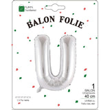 Balon Folie Metalizata Litera U, 40 Cm, Umflati Cu Heliu Sau Aer, Ambalaj Individual, Pai Inclus - vivimall.ro