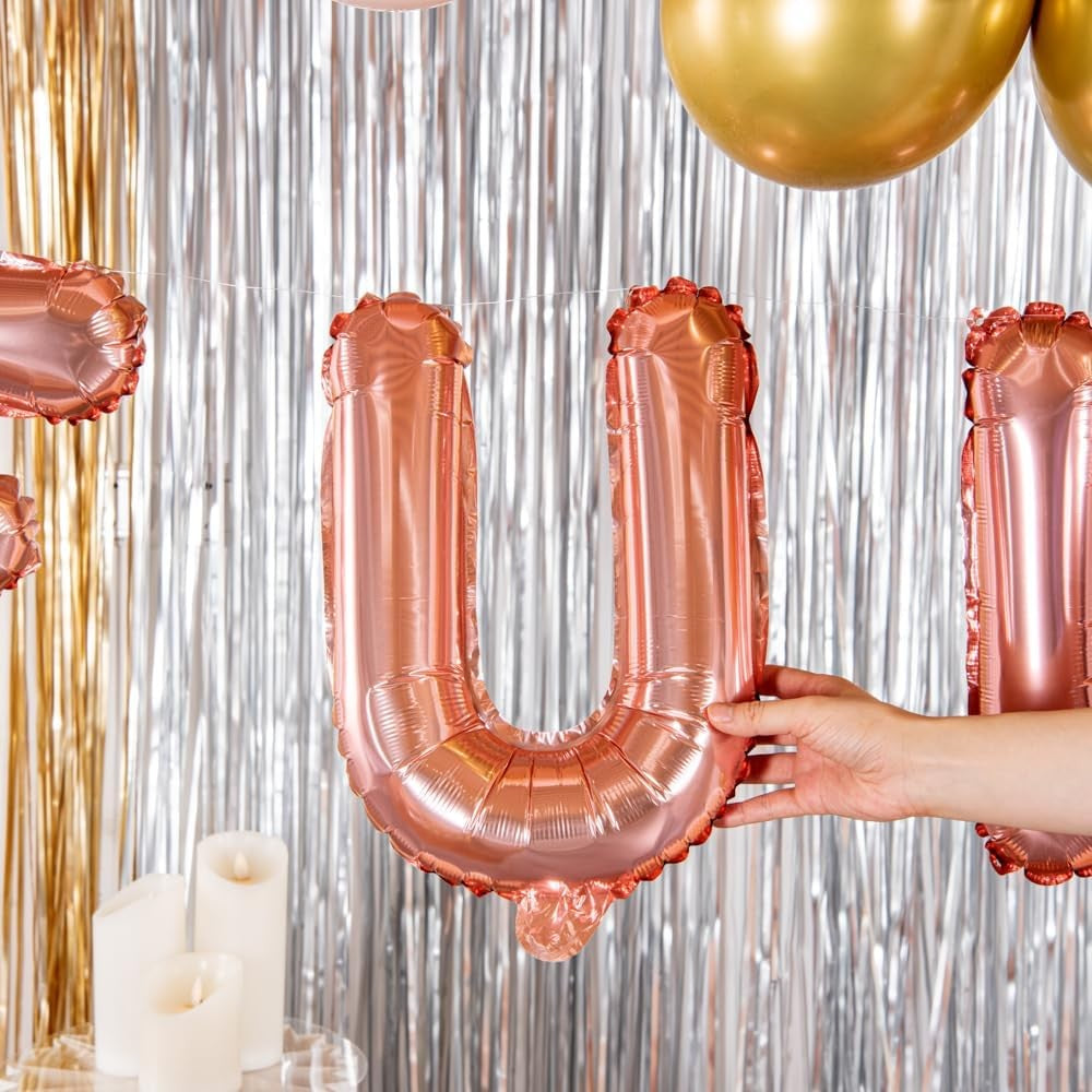 Balon Folie Metalizata Litera U, 40 Cm, Umflati Cu Heliu Sau Aer, Ambalaj Individual, Pai Inclus, Rose Gold - vivimall.ro