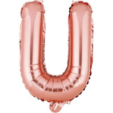 Balon Folie Metalizata Litera U, Vivimall, 40 cm, Umflati cu Heliu sau Aer, Ambalaj Individual, Pai inclus, Rose Gold - vivimall.ro