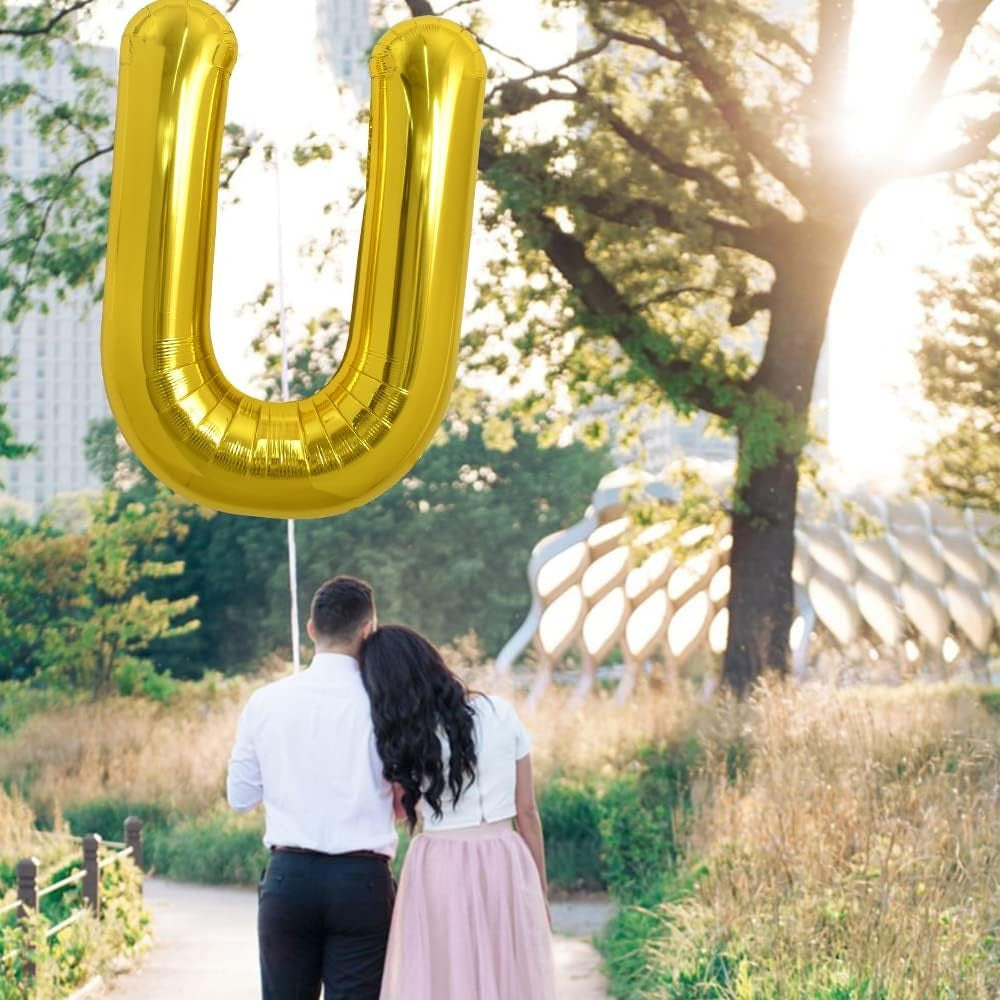 Balon Folie Metalizata Litera U, 80 Cm, Umflati Cu Heliu Sau Aer, Ambalaj Individual, Pai Inclus - vivimall.ro