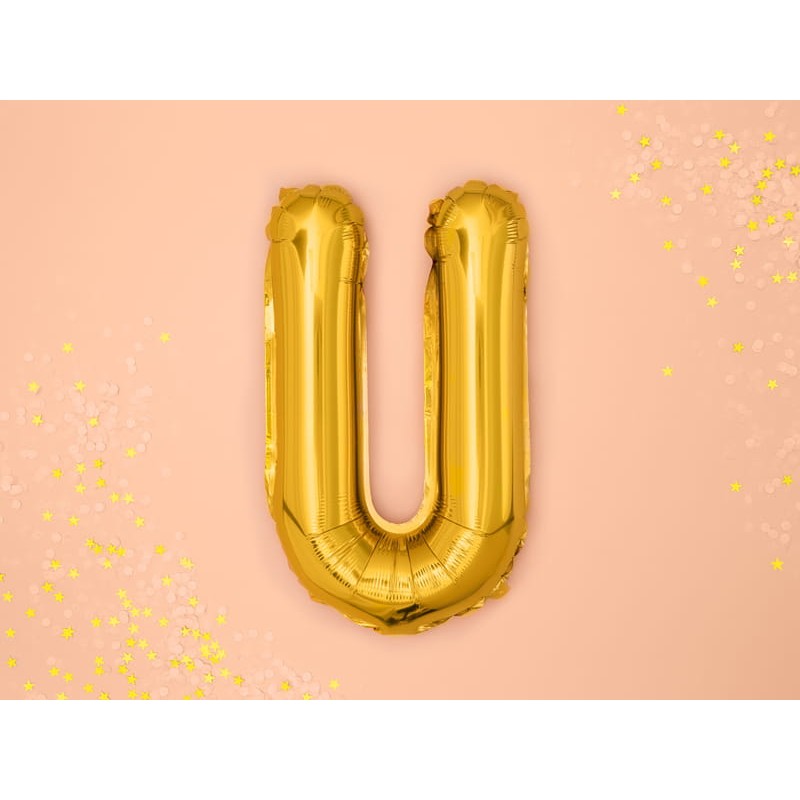Balon Folie Metalizata Litera U, 80 Cm, Umflati Cu Heliu Sau Aer, Ambalaj Individual, Pai Inclus - vivimall.ro