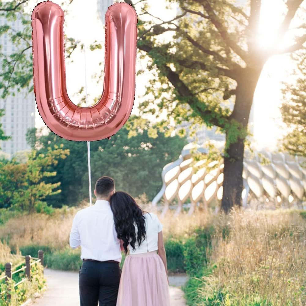 Balon Folie Metalizata Litera U, 80 Cm, Umflati Cu Heliu Sau Aer, Ambalaj Individual, Pai Inclus, Rose Gold - vivimall.ro