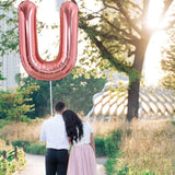 Balon Folie Metalizata Litera U, 80 Cm, Umflati Cu Heliu Sau Aer, Ambalaj Individual, Pai Inclus, Rose Gold - vivimall.ro