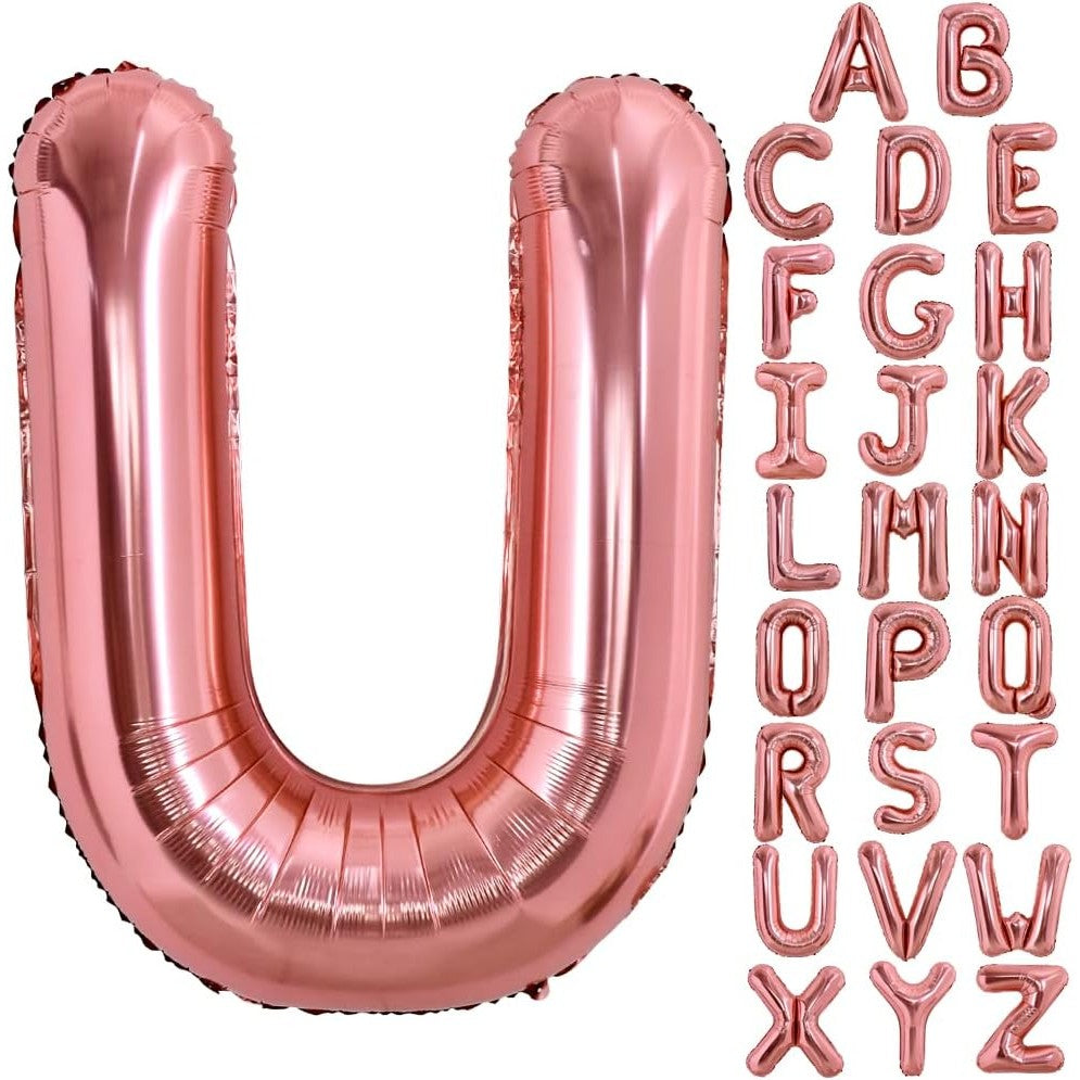Balon Folie Metalizata Litera U, 80 Cm, Umflati Cu Heliu Sau Aer, Ambalaj Individual, Pai Inclus, Rose Gold - vivimall.ro
