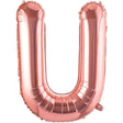 Balon Folie Metalizata Litera U, 80 Cm, Umflati Cu Heliu Sau Aer, Ambalaj Individual, Pai Inclus, Rose Gold - vivimall.ro
