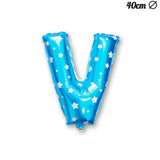 Balon Folie Metalizata Litera V, 40 Cm, Cu Imprimeu Stelute, Umflati Cu Heliu Sau Aer, Ambalaj Individual, Pai Inclus - vivimall.ro