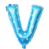 Balon Folie Metalizata Litera V, 40 Cm, Cu Imprimeu Stelute, Umflati Cu Heliu Sau Aer, Ambalaj Individual, Pai Inclus - vivimall.ro