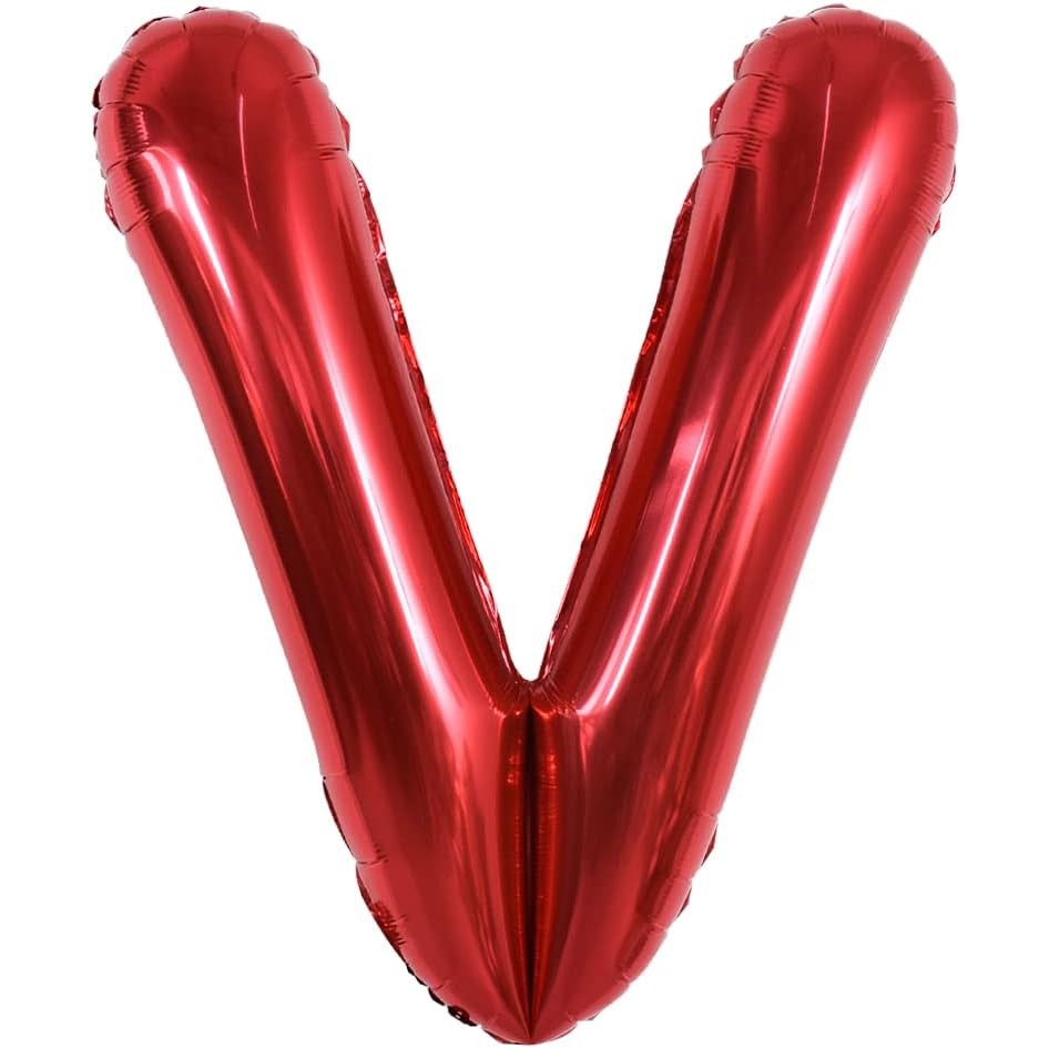 Balon Folie Metalizata Litera V, 40 Cm, Umflati Cu Heliu Sau Aer, Ambalaj Individual, Pai Inclus - vivimall.ro
