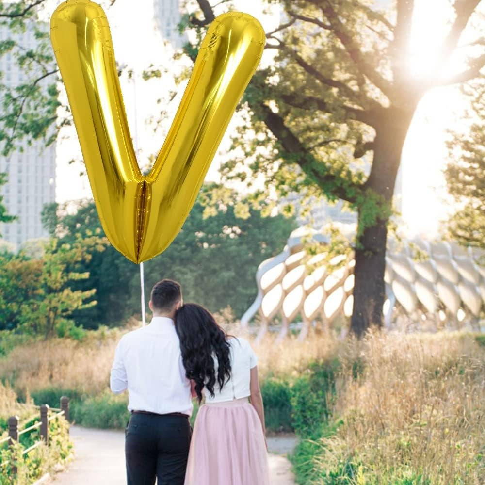 Balon Folie Metalizata Litera V, 80 Cm, Umflati Cu Heliu Sau Aer, Ambalaj Individual, Pai Inclus - vivimall.ro
