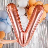 Balon Folie Metalizata Litera V, 80 Cm, Umflati Cu Heliu Sau Aer, Ambalaj Individual, Pai Inclus, Rose Gold - vivimall.ro