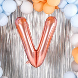 Balon Folie Metalizata Litera V, 80 Cm, Umflati Cu Heliu Sau Aer, Ambalaj Individual, Pai Inclus, Rose Gold - vivimall.ro