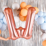 Balon Folie Metalizata Litera W, Vivimall, 100 cm, Umflati cu Heliu sau Aer, Ambalaj Individual, Pai inclus, Rose Gold - vivimall.ro